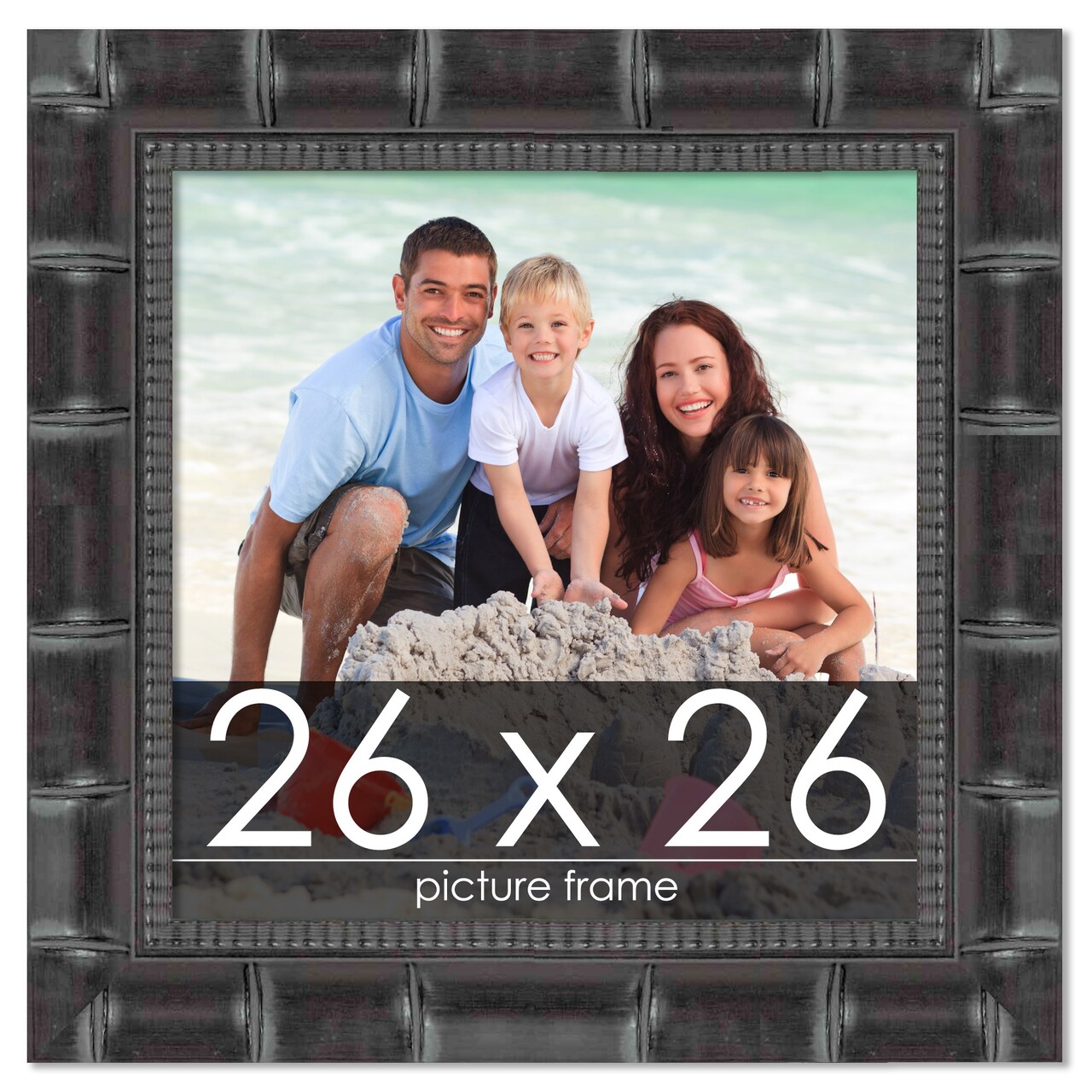 26x26 Wide Bamboo Picture Frame with UV-Resistant Acrylic & Acid Free Backing, Available in 4 Finishes - Brown, Black, Silver, and Natural